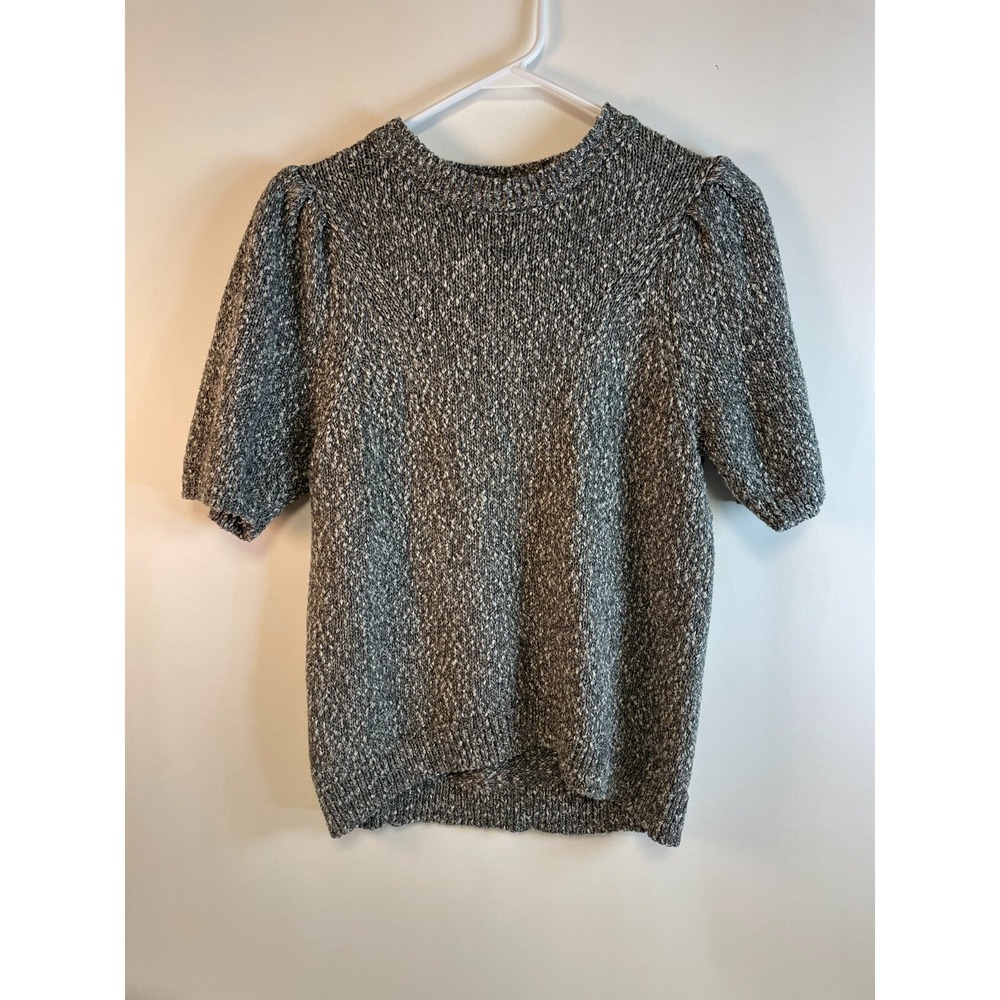 Universal Thread Sweater Women's Size Small Gray Puff Short Sleeve Knitted